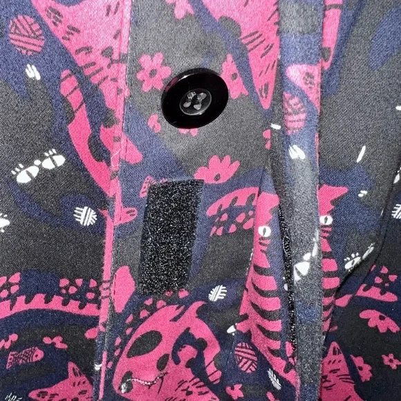 SALE! CAT COAT 🐈‍⬛ Miss Lulo Whimsical Feline Print Duster Cardigan Jacket L - Picture 2 of 6